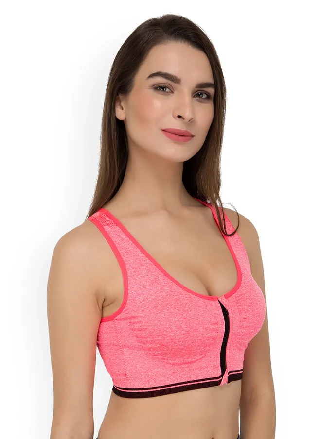 ليس اند مي  Laceandme Pink Solid Non-Wired Lightly Padded Sports Bra 4254